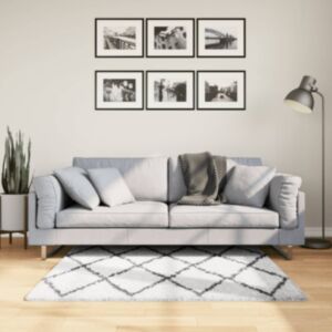 Pood24 kõrge narmaga Shaggy vaip, kreemjas ja must, 120x170 cm