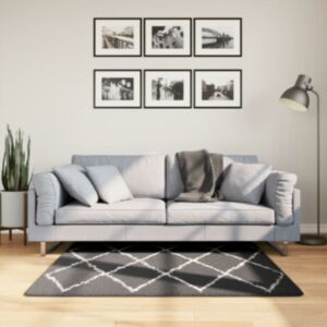 Pood24 kõrge narmaga Shaggy vaip, must ja kreemjasvalge, 120x120 cm