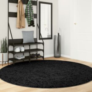 Pood24 vaip "OVIEDO" lühikese narmaga, must, Ø200 cm