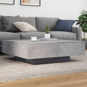 Pood24 kohvilaud LED-tuledega, betoonhall, 100 x 100 x 31 cm