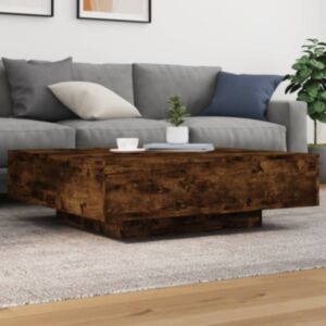 Pood24 kohvilaud LED-tuledega, suitsutatud tamm, 100 x 100 x 31 cm