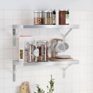 Pood24 seinariiulid 2 tk, 50x23,5 cm, hõbedane, roostevaba teras
