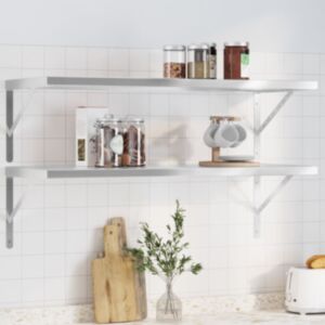Pood24 seinariiulid 2 tk, 100x40x3 cm, hõbedane, roostevaba teras
