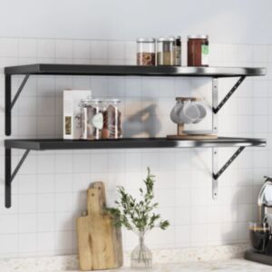 Pood24 seinariiulid 2 tk, 100x40x3 cm, must, roostevaba teras