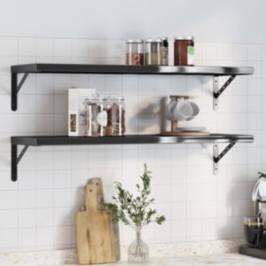 Pood24 seinariiulid 2 tk, 100x30x3 cm, must, roostevaba teras