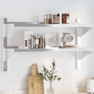 Pood24 2-korruseline seinariiul 100x30x60 cm hõbedane roostevaba teras