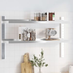 Pood24 2-korruseline seinariiul 100x23,5x60 hõbedane roostevaba teras