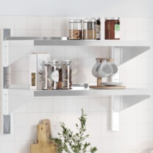 Pood24 2-korruseline seinariiul 75x40x60 cm hõbedane roostevaba teras