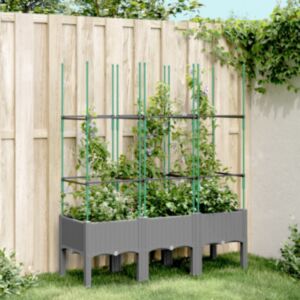 Pood24 võrega taimekast, helehall, 120 x 40 x 142,5 cm, PP