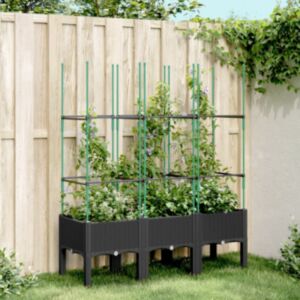 Pood24 võrega taimekast, must, 120 x 40 x 142,5 cm, PP