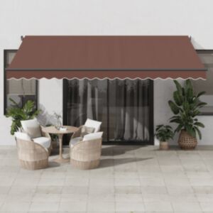Pood24 käsitsi sissetõmmatav varikatus LEDiga, pruun, 450 x 350 cm