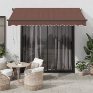 Pood24 käsitsi sissetõmmatav varikatus LEDiga, pruun, 300 x 250 cm