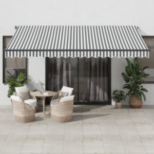 Pood24 käsitsi sissetõmmatav varikatus antratsiithall/valge 450x350 cm
