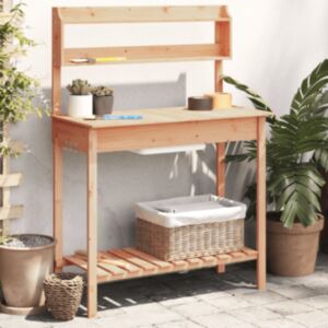 Pood24 valamuga istutuslaud, pruun, 147,5 x 44 x 139,5 cm, nulupuit