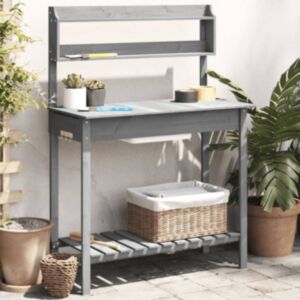 Pood24 valamuga istutuslaud, hall, 147,5 x 44 x 139,5 cm, nulupuit