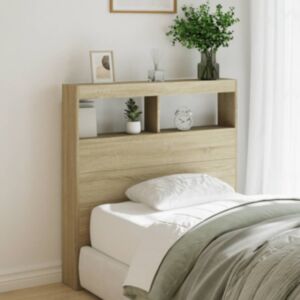 Pood24 voodipeatsi kapp LED-tuledega, Sonoma tamm, 100 x 17 x 102 cm