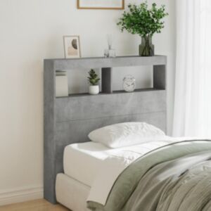 Pood24 voodipeatsi kapp LED-tuledega, betoonhall, 100x17x102 cm