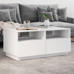 Pood24 kohvilaud LED-tuledega, valge, 90x49x40 cm