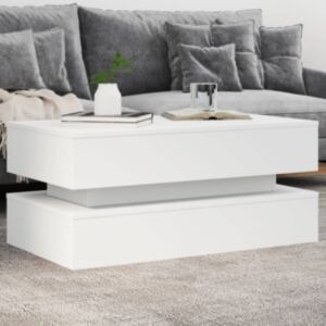 Pood24 LED-tuledega kohvilaud, valge, 90x50x40 cm