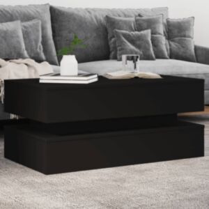 Pood24 LED-tuledega kohvilaud, must, 90x50x40 cm