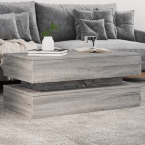 Pood24 LED-tuledega kohvilaud, hall Sonoma tamm, 90x50x40 cm