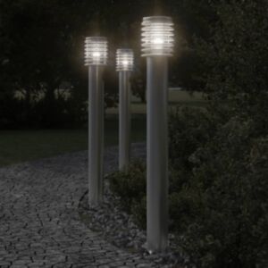 Pood24 pistikupesaga õue lambipost, hõbedane, 110 cm, roostevaba teras