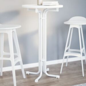 Pood24 söögilaud, valge, Ø60x110 cm, tehispuit ja teras