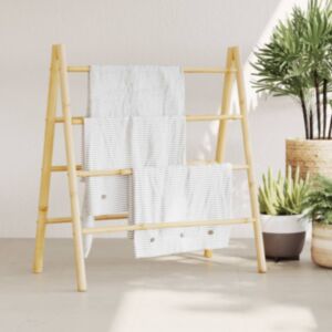 Pood24 kahepoolne rätikuredel 4 astmega, 90 x 50 x 100 cm, bambus