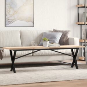 Pood24 kohvilaud, X-raam, 160 x 40 x 45,5 cm, männipuit ja malm