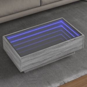 Pood24 kohvilaud LEDiga, hall Sonoma tamm, 90x50x30 cm, tehispuit