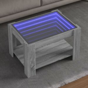 Pood24 kohvilaud LEDiga, hall Sonoma tamm, 73x53x45 cm, tehispuit
