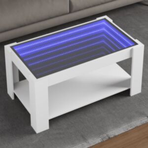 Pood24 kohvilaud LEDiga, valge, 93x53x45 cm, tehispuit