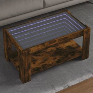 Pood24 kohvilaud LEDiga, suitsutatud tamm, 93x53x45 cm, tehispuit