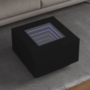 Pood24 kohvilaud LEDiga, must, 60x60x40 cm puitlaastplaat