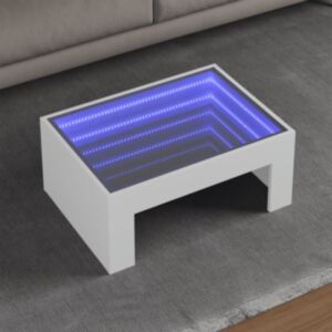 Pood24 kohvilaud LED-tuledega, valge, 70x50x30 cm