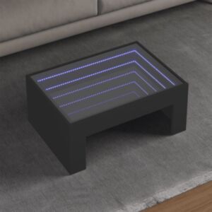 Pood24 kohvilaud LED-tuledega, must, 70x50x30 cm