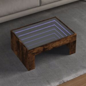 Pood24 kohvilaud LED-tuledega, suitsutatud tamm, 70x50x30 cm