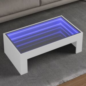 Pood24 kohvilaud LED-tuledega, valge, 90x50x30 cm