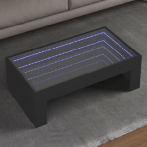 Pood24 kohvilaud LED-tuledega, must, 90x50x30 cm