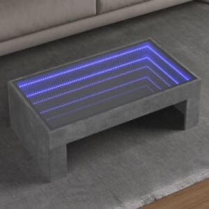 Pood24 kohvilaud LED-tuledega, betoonhall, 90x50x30 cm