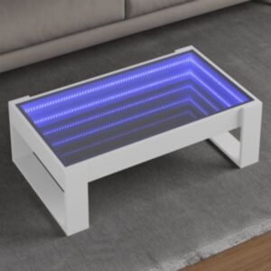 Pood24 kohvilaud LED-tuledega, valge, 90x53x30 cm
