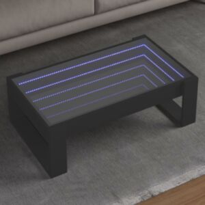 Pood24 kohvilaud LED-tuledega, must, 90x53x30 cm