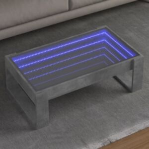 Pood24 kohvilaud LED-tuledega, betoonhall, 90x53x30 cm