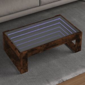 Pood24 kohvilaud LED-tuledega, suitsutatud tamm, 90x53x30 cm
