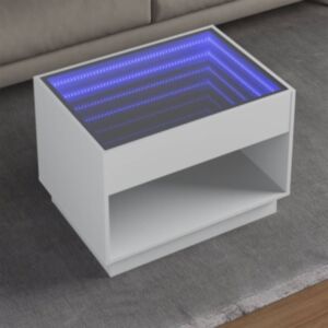 Pood24 kohvilaud LED-tuledega, valge, 70 x 50 x 50 cm