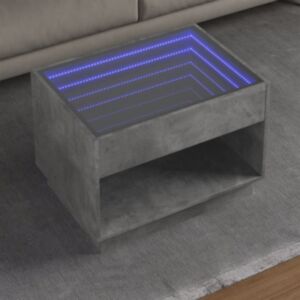 Pood24 kohvilaud LED-tuledega, betoonhall, 70x50x50 cm