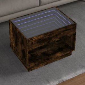 Pood24 kohvilaud LED-tuledega, suitsutatud tamm, 70x50x50 cm