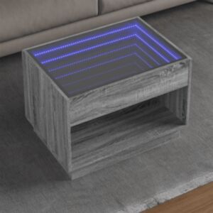 Pood24 kohvilaud LED-tuledega, hall Sonoma tamm, 70x50x50 cm