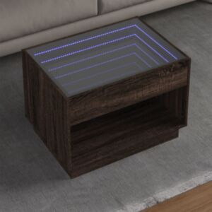 Pood24 kohvilaud LED-tuledega, pruun tamm, 70x50x50 cm
