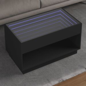 Pood24 kohvilaud LED-tuledega, must, 90x50x50 cm